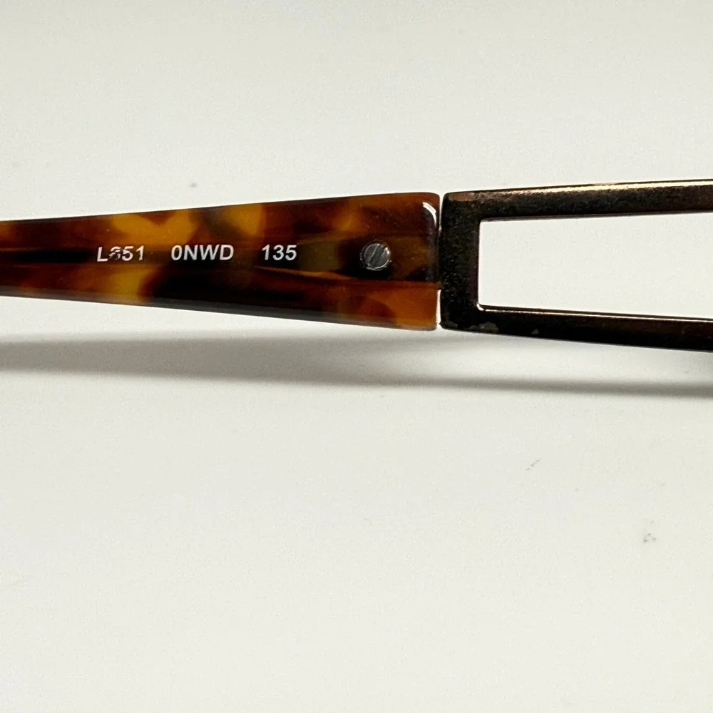 Liz Claiborne L351 Bronze Tortoise Rectangular Semi Rimless Eyeglasses 53-18